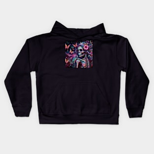 Psychedelic Skeleton Butterflies Kids Hoodie